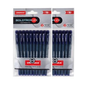 UNOMAX Boldtron 2X 1.0mm Ball Point Pens - Pack of 10 (10 Blue) | Fast-Flowing