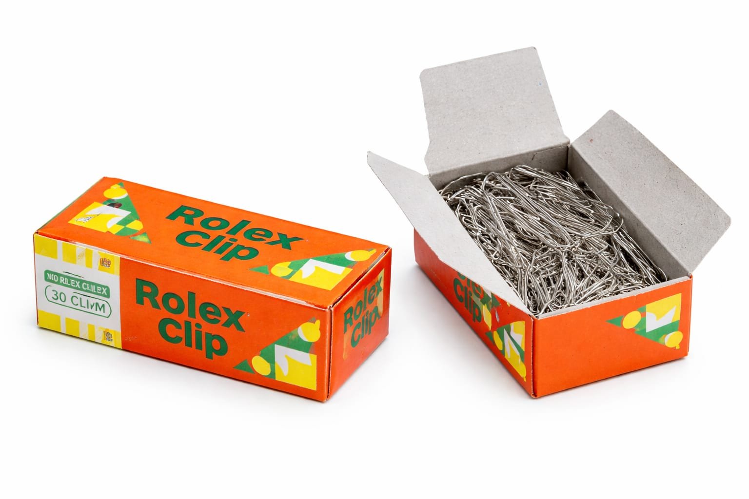 Rolex Clip 30mm Paper Clips Box includes 100 premium-quality steel paper clips