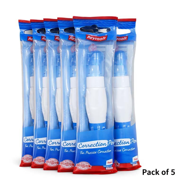 Reynolds Correction Pen 7ml Pack of 5 | Smooth & Precise Correction Fluid Pen