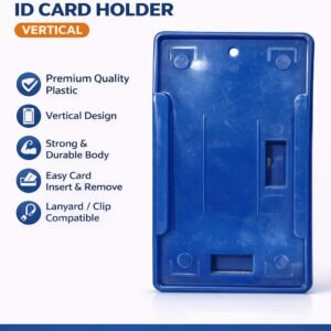 India Stationery Blue Plastic ID Card Holder – Vertical (Pack of 10 Pcs)