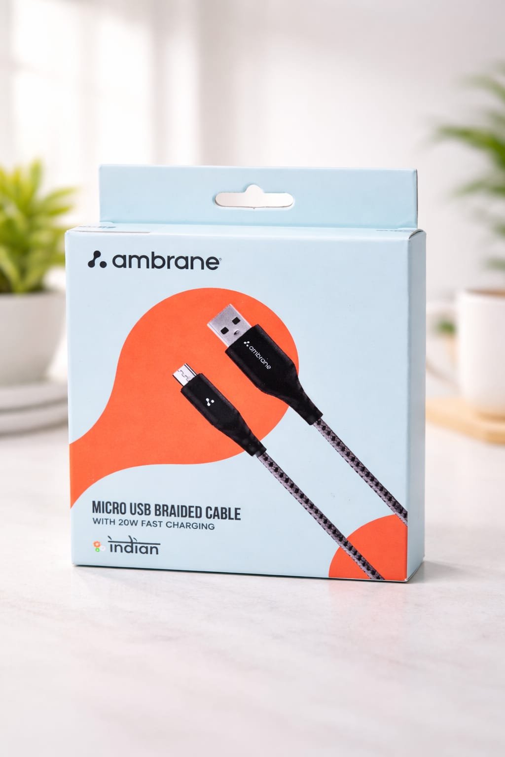 Ambrane Micro USB Braided Cable 20W Fast Charging