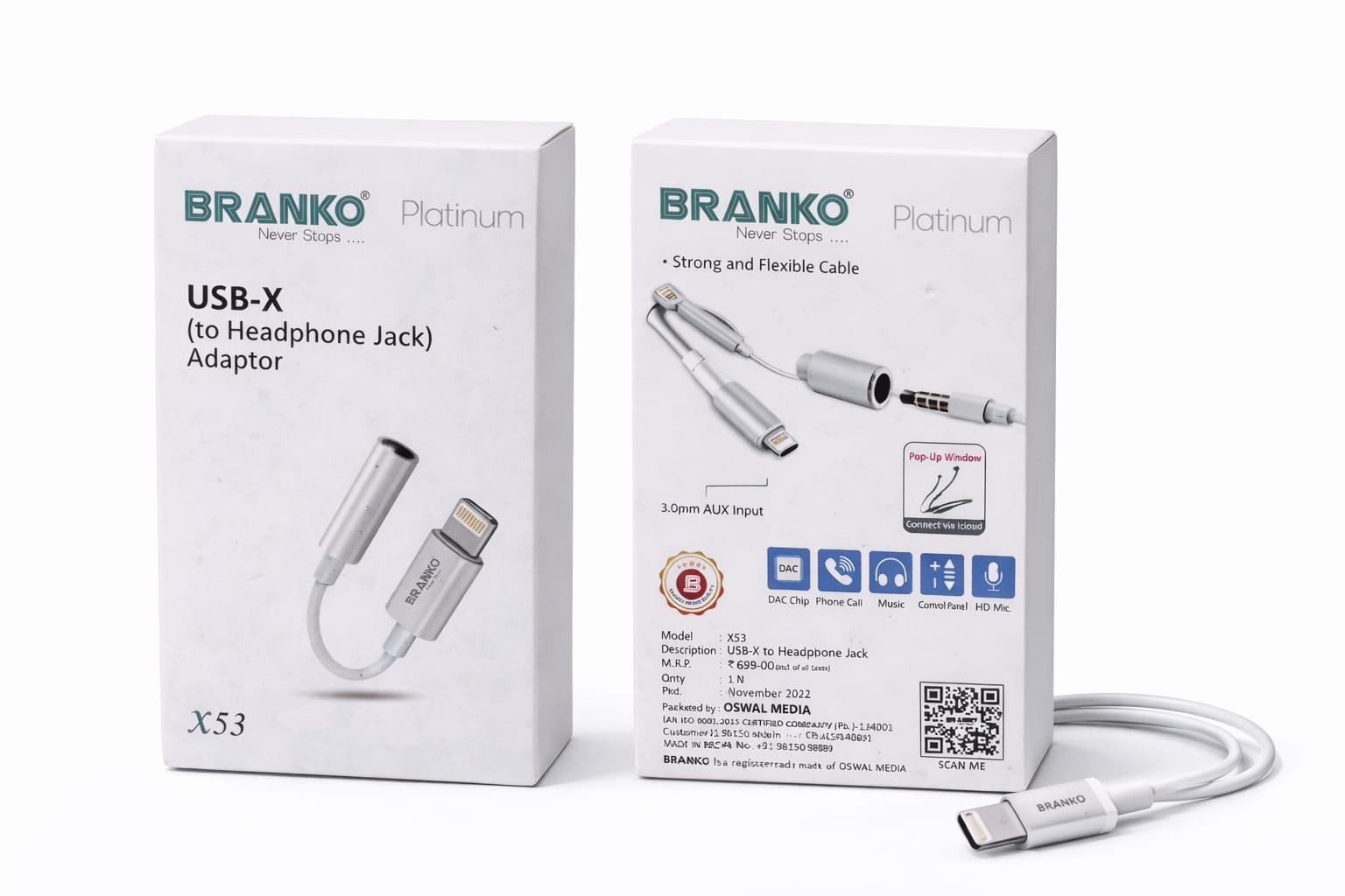 Branko X53 USB-X to Headphone Jack Adapter