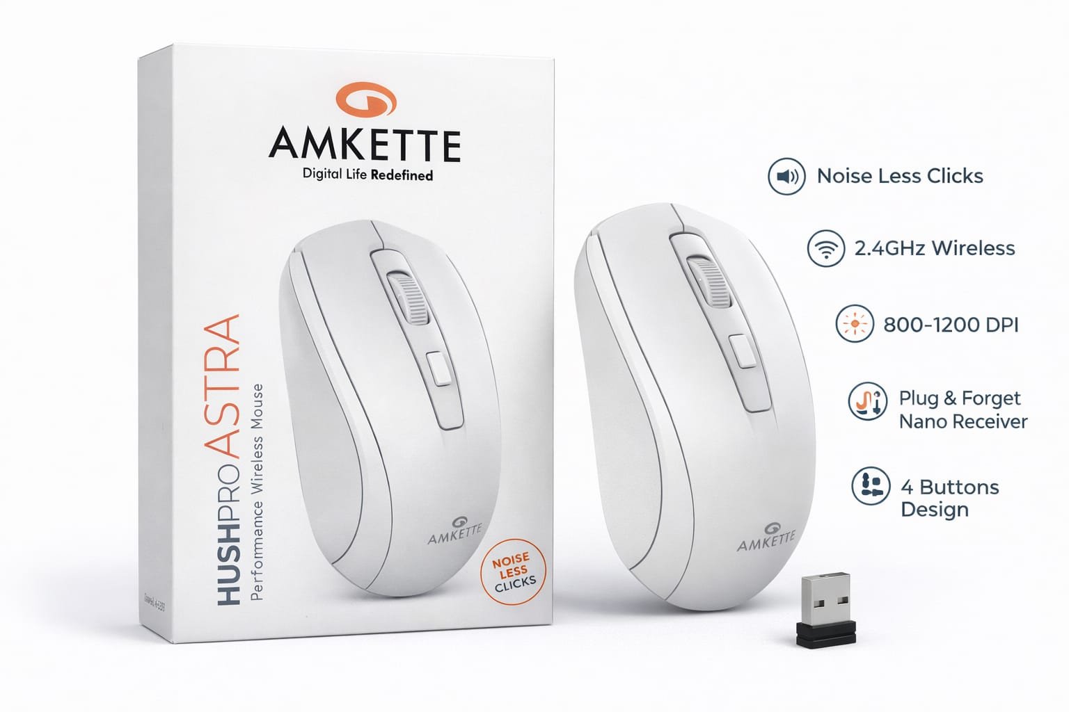 Amkette HushPro Astra Wireless Mouse