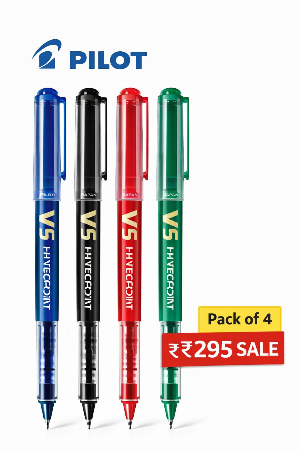 Pilot V5 Hi-Tecpoint Pen Pack of 4