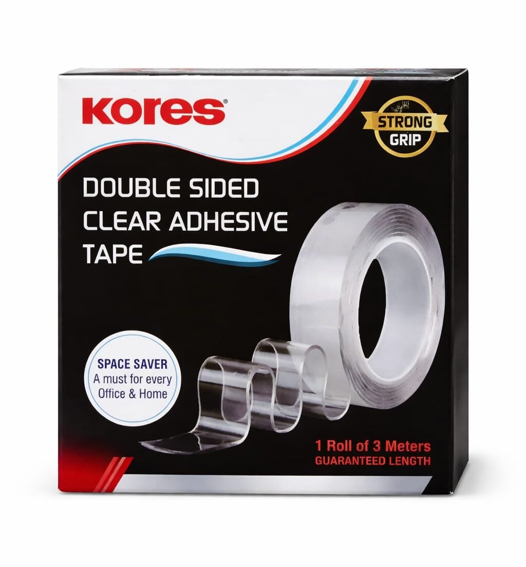 Kores Double Sided Clear Adhesive Tape 3 Meter