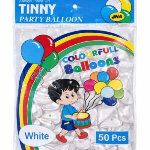 Tinny White Party Balloons 50 Pcs Pack – Latex Decoration Balloons for Birthday, Wedding, Anniversary & Event Decoration