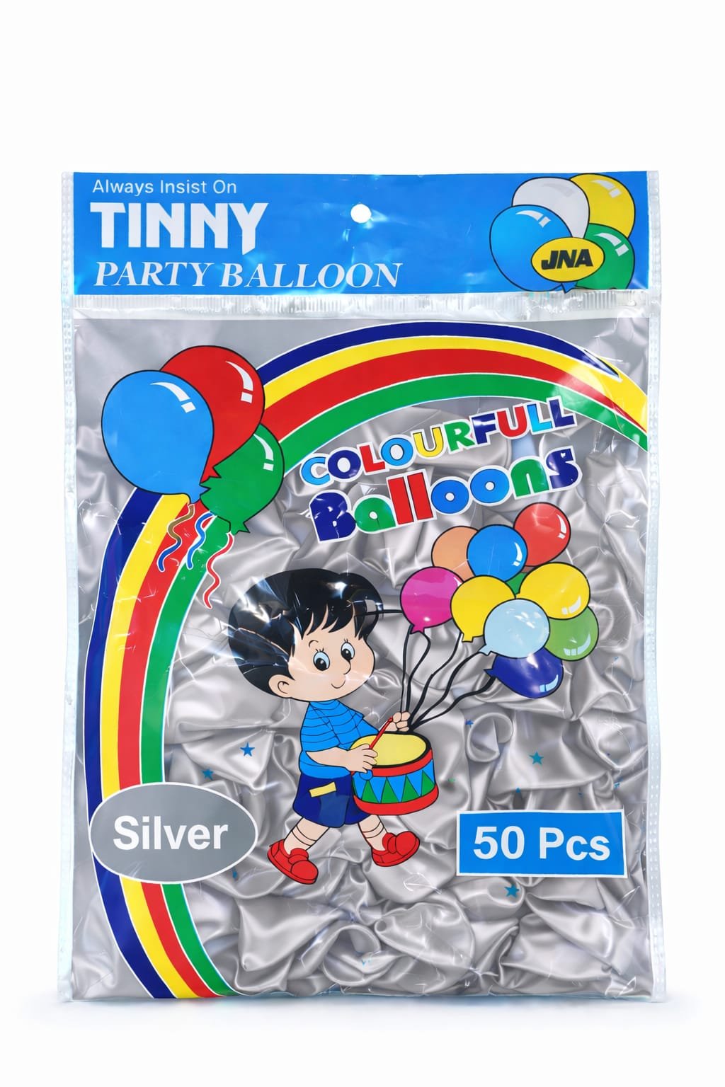 Tinny Silver Party Balloons 50 Pcs Pack – Metallic Latex Balloons for Birthday, Wedding, Anniversary & Event Decoration