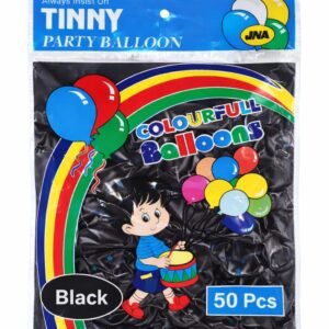 Tinny Black Party Balloons 50 Pcs Pack – Metallic Latex Balloons for Birthday, Wedding, Anniversary & Event Decoration